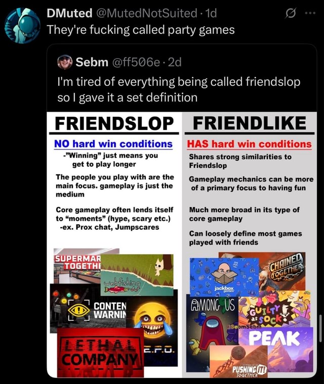 Dmuted DMuted They're fucking called party games Sebm @ff506e I'm tired of ...