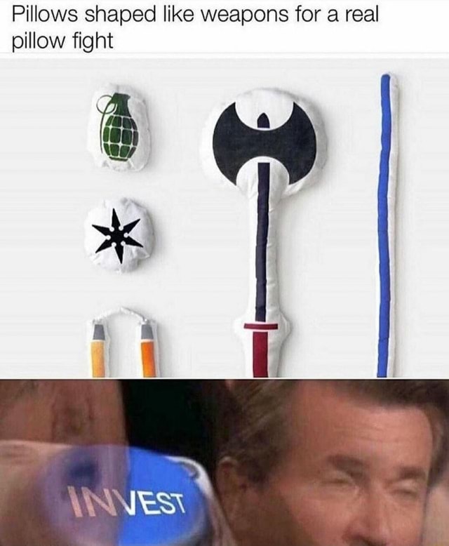 Pillows shaped like weapons for a real pillow fight aA Ween seo.title