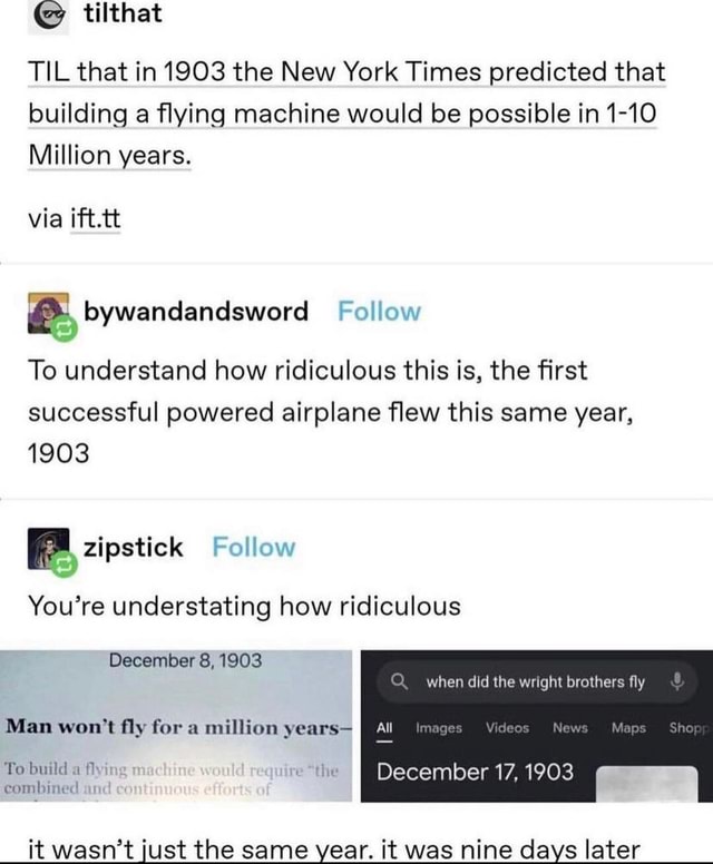 Oh NYT 🙁 TIL that in 1903 the New York Times predicted that building