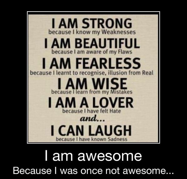 I Am Strong Because I Know My Weaknesses I Am Beautiful Because I Of Flaws I Am Fearless Because I Learnt To Recognise Illusion From Real Lam Wide 1 Am A Lover