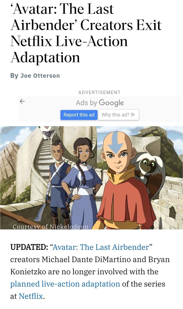 'Avatar: The Last Airbender' Creators Exit Netflix Live-Action ...