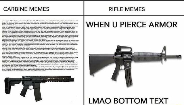 CARBINE MEMES RIFLE MEMES WHEN U PIERCE ARMOR LMAO BOTTOM TEXT - iFunny