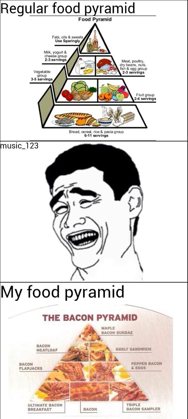 Regular food pyramid Food Pyramid My food pyramid THE BACON PYRAMID 4