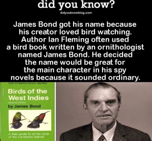 Did you know? James Bond got his name because his creator loved bird