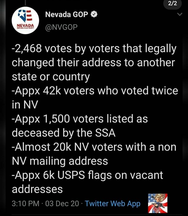 Nevada GOP @NVGOP -2,468 Votes By Voters That Legally Changed Their ...