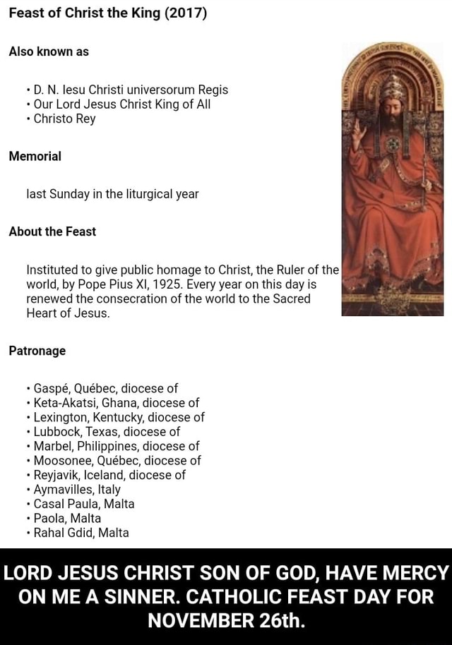 Feast of Christ the King (2017) Also known as D.N. lesu Christi ...