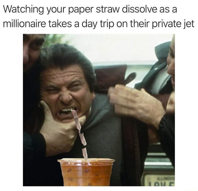 Watching your paper straw dissolve as a millionaire takes a day trip on