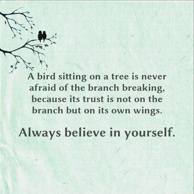 A bird sitting on a tree is never afraid of the branch breaking ...