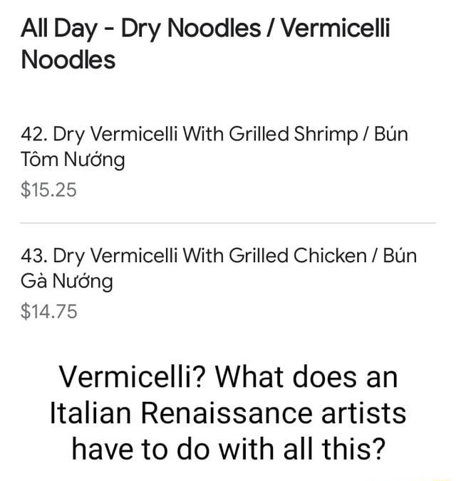 All Day Dry Noodles Vermicelli Noodles 42 Dry Vermicelli With Grilled Shrimp Bun Tom