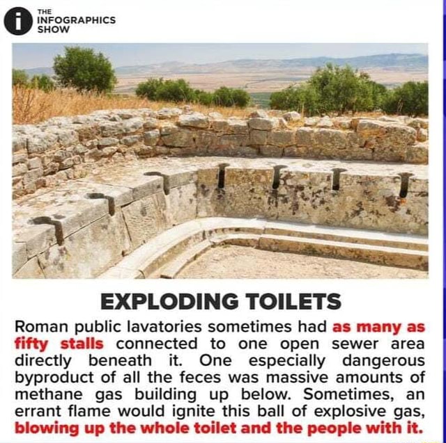 Gi) THE INFOGRAPHICS SHOW EXPLODING TOILETS Roman public lavatories