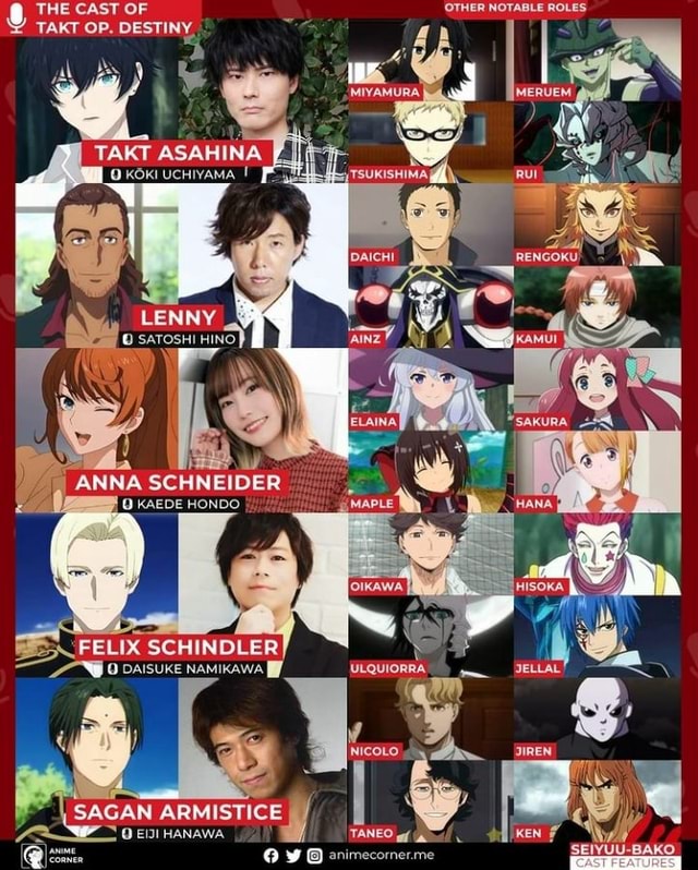 THE CAST OF OTHER NOTABLE ROLES TAKT OP. DESTINY, TAKT ASAHINA KOKI ...