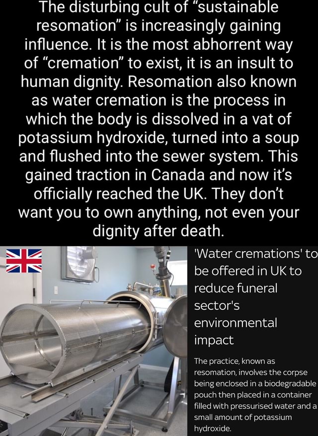 The disturbing cult of sustainable resomation" is increasingly gaining