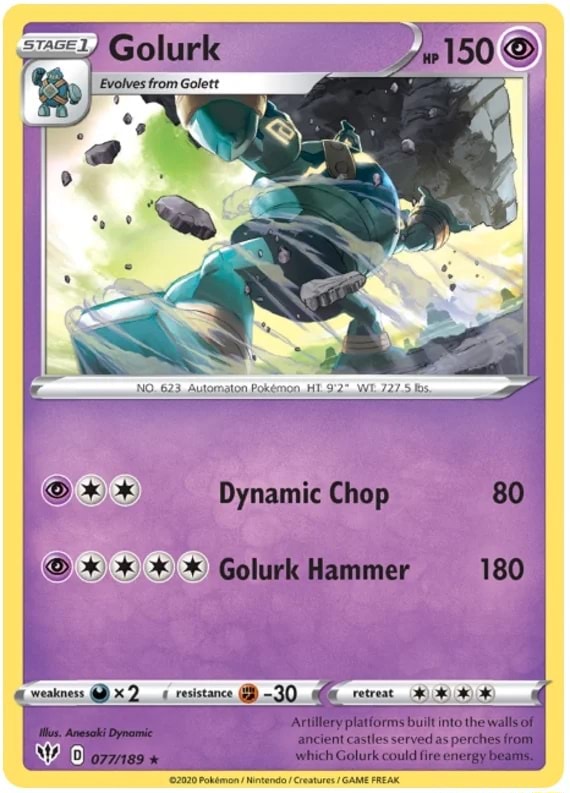 Golurk Evolves from Golett om NO. Aulomaton Pokemon. * Dynamic Chop 80