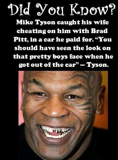 Did You Know? Mike Tyson caught his wife cheating on him with Brad Pitt ...