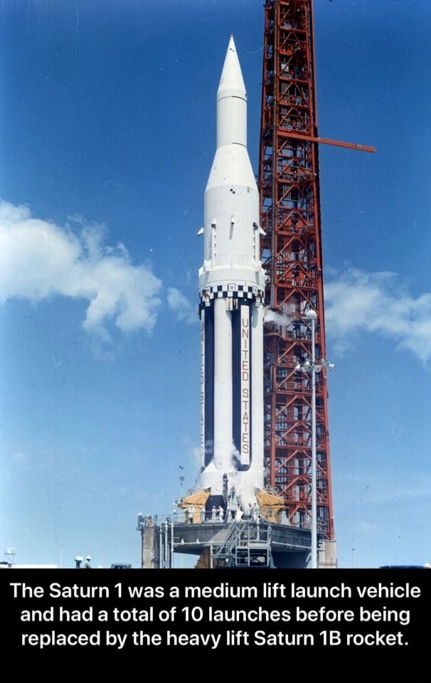 The Saturn 1 was a medium lift launch vehicle and had a total of 10 ...