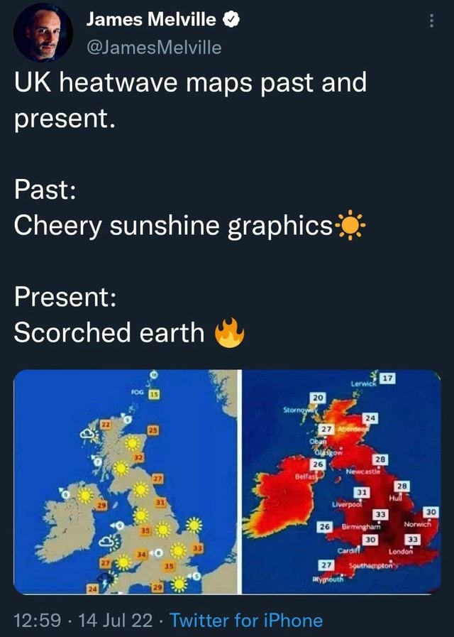 JamesMelville James Melville UK heatwave maps past and present. Past