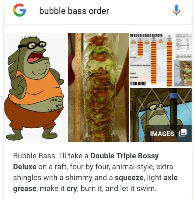 spongebob bubble bass order