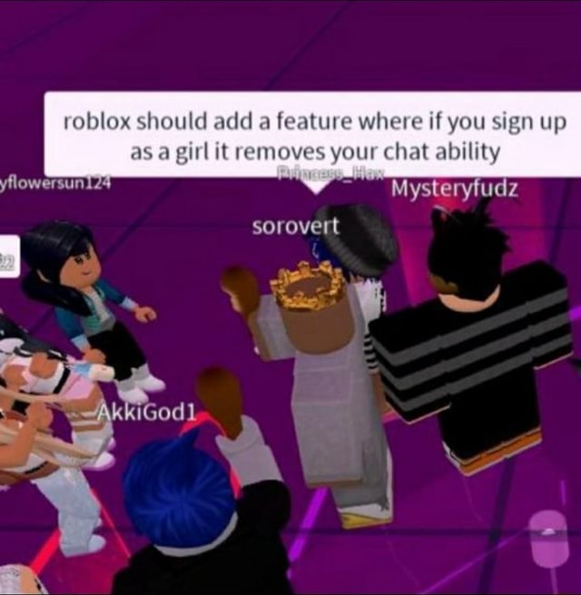 Roblox Should Add A Feature Where If You Sign Up As A Girl It Removes Your Chat Ability Mysteryfudz Sorovert - roblox girls ass