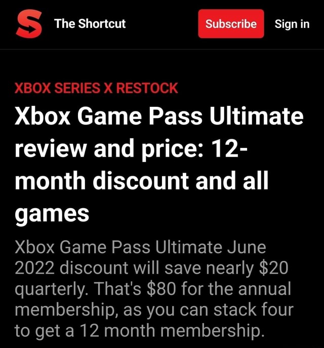 The Shortcut Subscribe Signin XBOX SERIES RESTOCK Xbox Game Pass