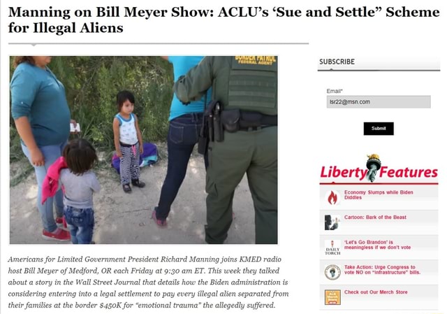 Manning On Bill Meyer Show ACLU s Sue And Settle Scheme For Illegal 