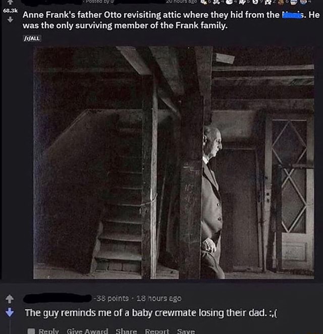 Anne Frank's father Otto revisiting attic where they hid from the