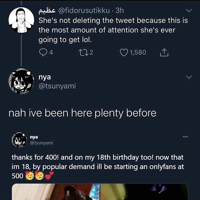 fidorusutikku She's not deleting the tweet because this is the most