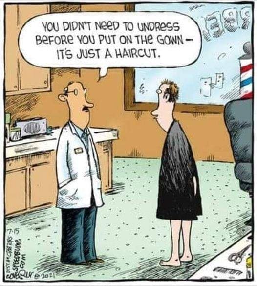 YOU DIDN'T NEED To UNDRESS \ BEFORE YOU PUT ON THE GOWN JUST A HAIRCUT ...