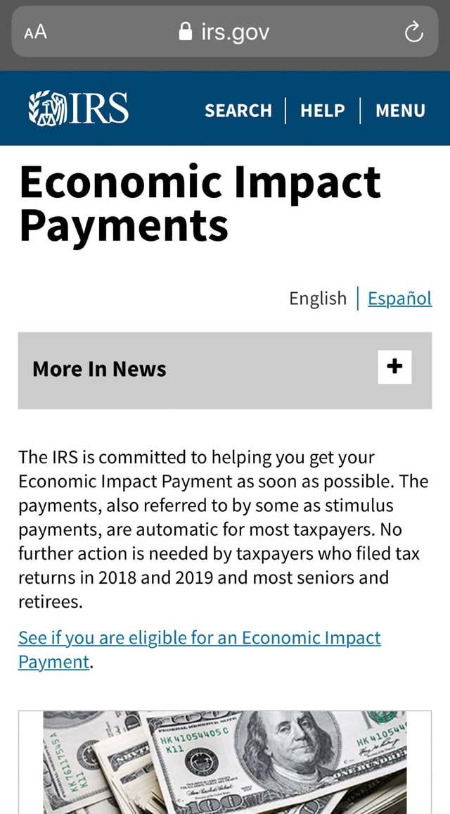 Economic Impact Payments The IRS is committed to helping you get your