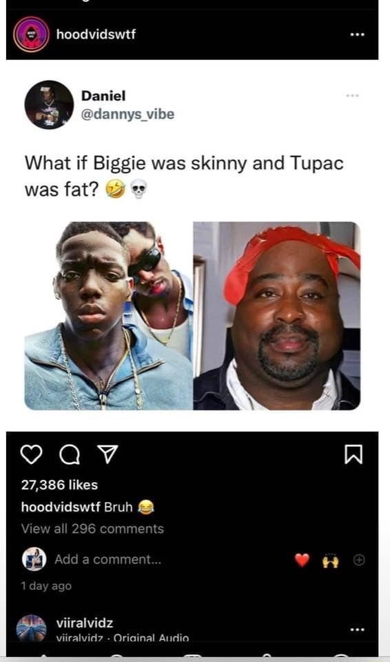 Hoodvidswtf What if Biggie was skinny and Tupac was fat? Al 27,386 ...