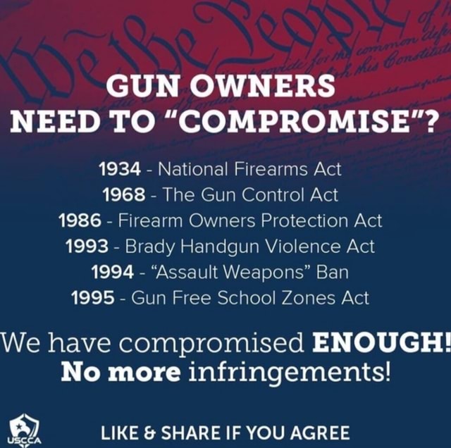 GUN OWNERS NEED TO 1934 National Firearms Act 1968 The Gun Control Act 1986