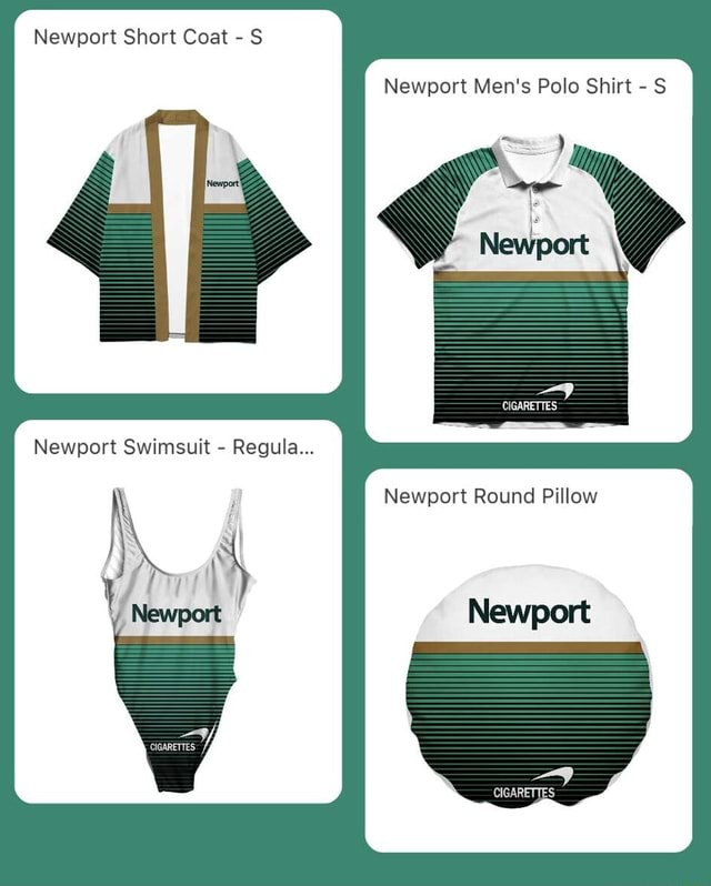 newport cigarettes polo Newport Short Coat - S Newport Men's Polo Shirt - S Newport Newport  Swimsuit - Regula... Newport Round Pillow Newport