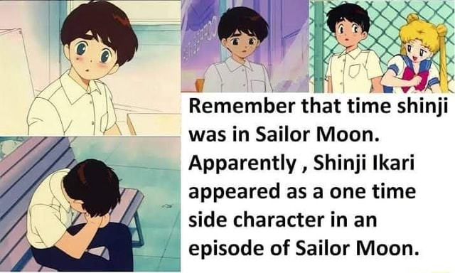 Remember that time shinji was in Sailor Moon. Apparently , Shinji Ikari