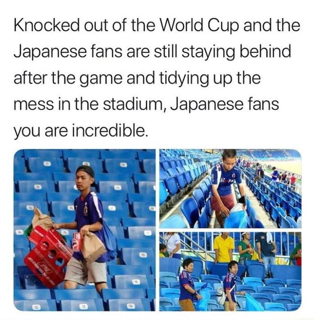 Knocked Out Of The World Cup And The Japanese Fans Are Still Staying Behind After The Game And 0971