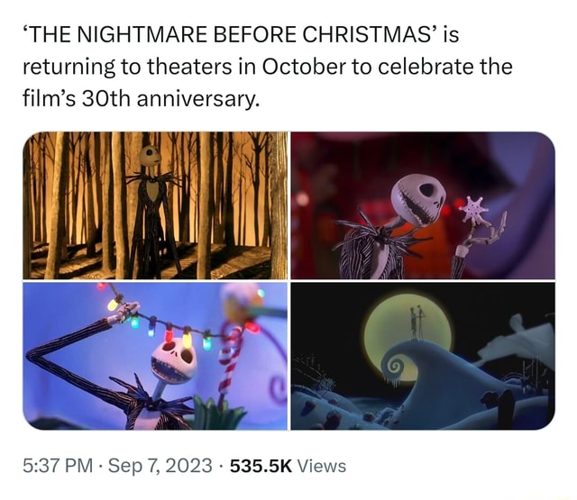 'THE NIGHTMARE BEFORE CHRISTMAS' is returning to theaters in October to