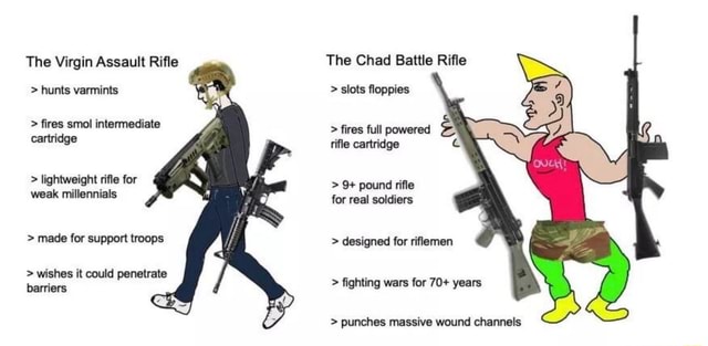 The Vigin Assault Rifle vs THE CHAD BATTLE RIFLE : r/virginvschad