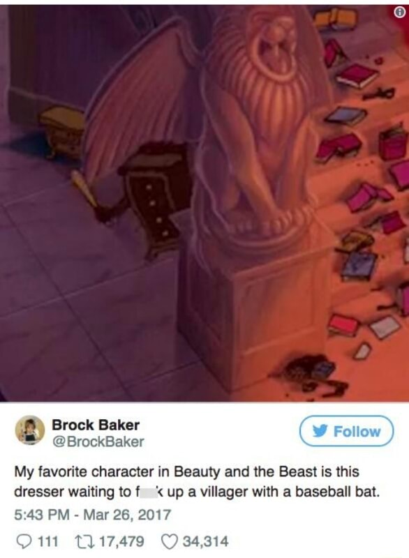 My favorite character in Beauty and the Beast is this dresser waiting