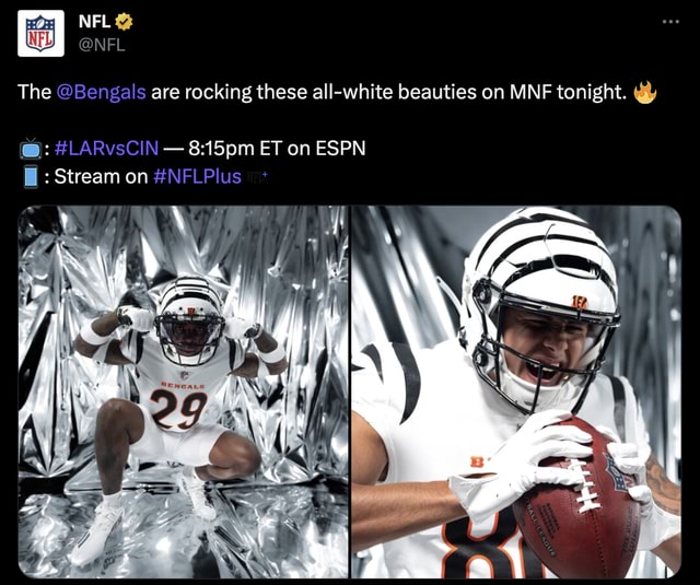 The @bengals are rocking these all-white beauties on MNF 