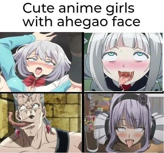 Cute anime girls with ahegao face - )