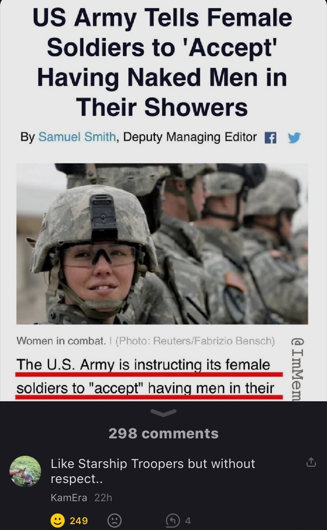 US Army Tells Female Soldiers to ‘Accept’ Having Naked Men in Their