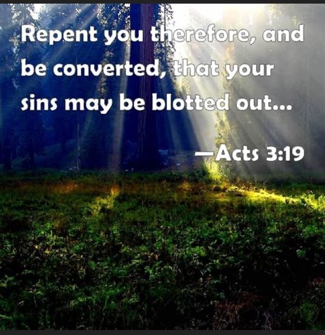 Repent you and be converted, that your sins may be blotted out... -Acts ...