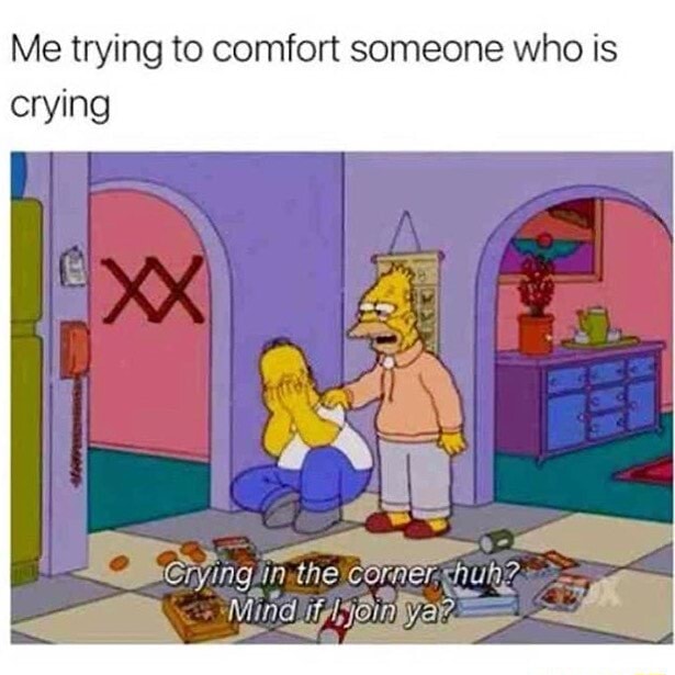 Me trying to comfort someone who is crying \corner, - iFunny