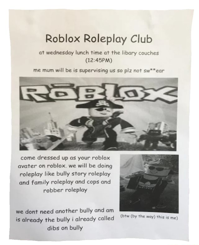 Roblox Roleplay Club at wednesday lunch time at the libary couches (12 ...