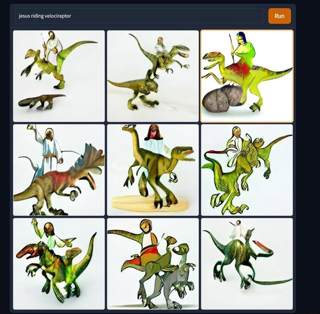 Jesus riding velociraptor - iFunny