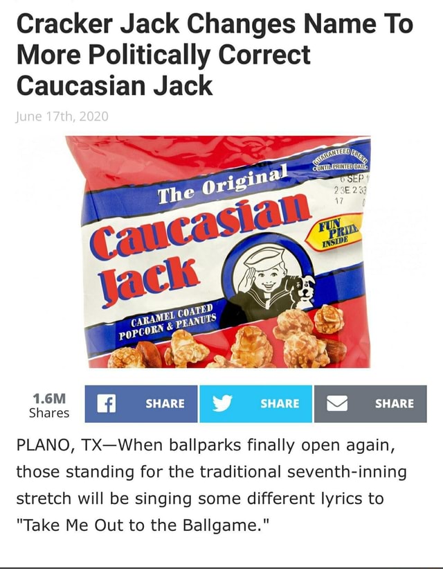 Cracker Jack Changes Name To More Politically Correct Caucasian Jack