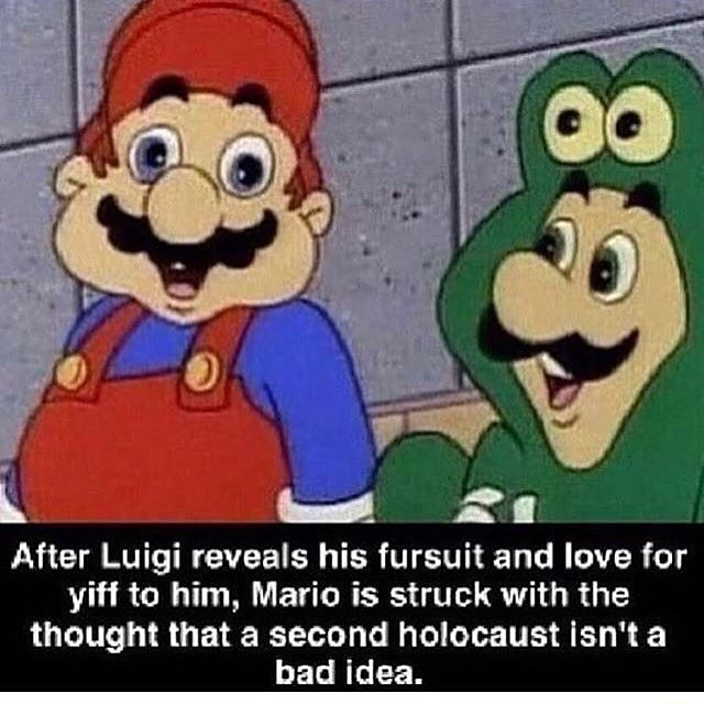 After Luigi reveals his fursuit and love for yiff to him, Mario is ...