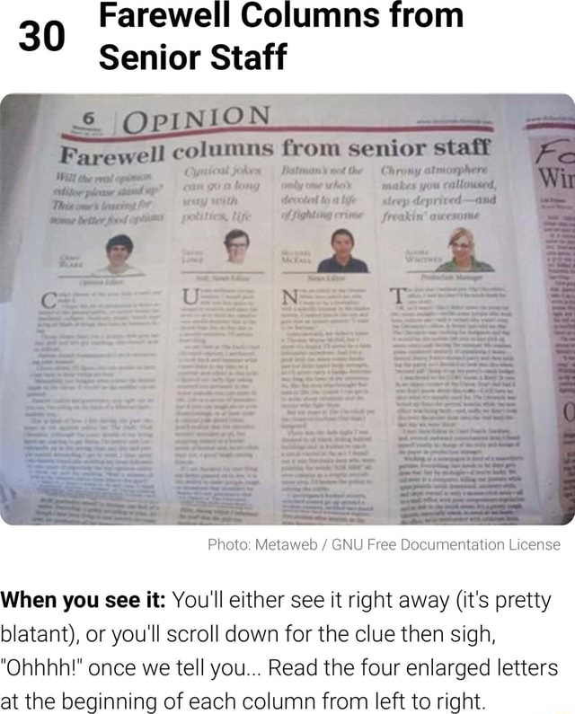 Farewell Columns Stat 30 Senior Staff ON Photo Metaweb GNU Free 
