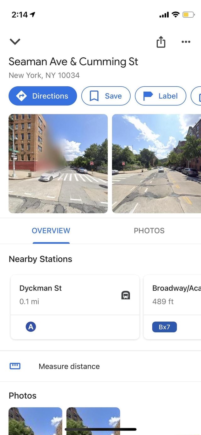 2144 all C) Vv (hy oee Seaman Ave & Cumming St New York, NY 10034