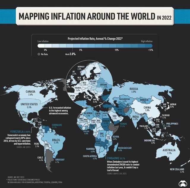 MAPPING INFLATION AROUND THE WORLD 2022 Projected Inflation Rate