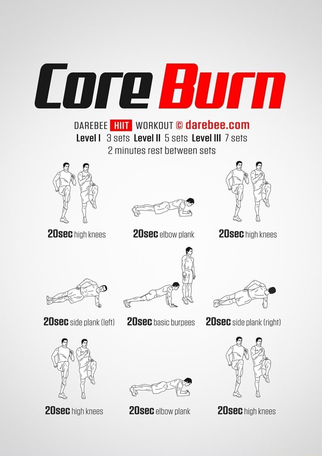 Core Burn DAREBEE MA WORKOUT (O darebee.com Level! 3 sets Level Il 5 ...