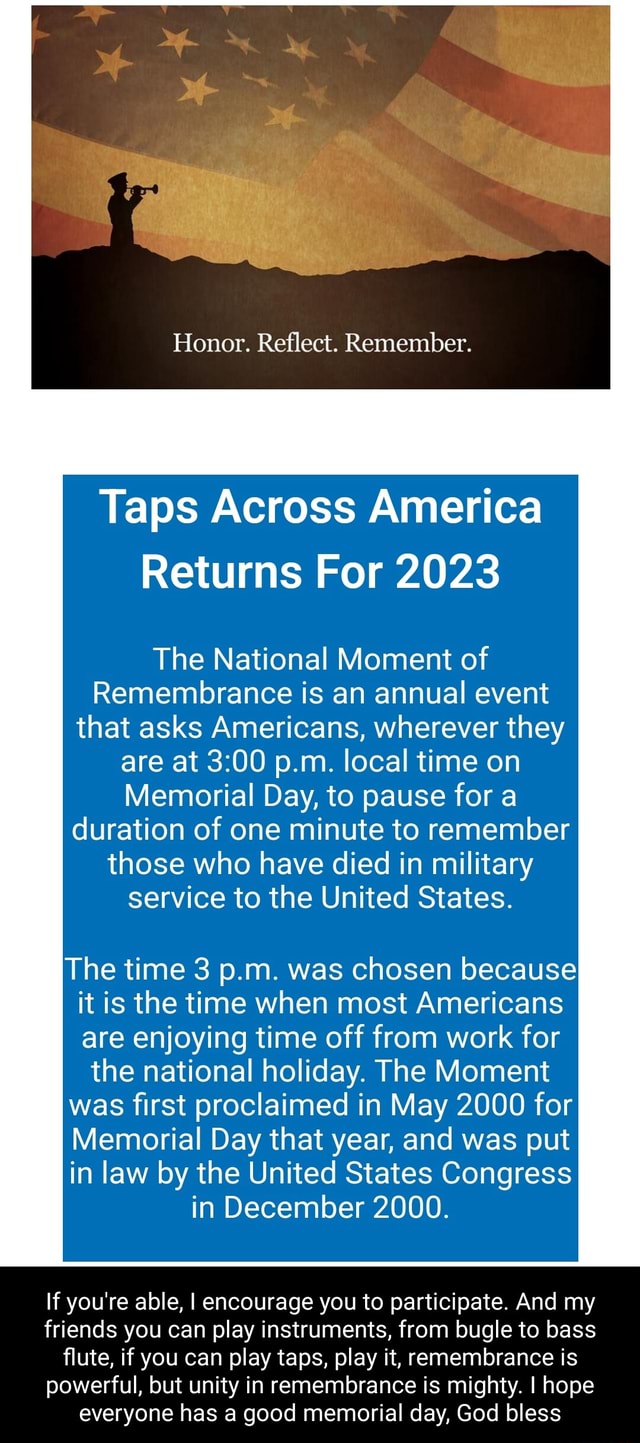 Honor. Reflect. Remember. Taps Across America Returns For 2023 The